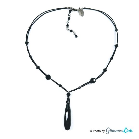 White House Black Market Jewelry - WHBM Y Style Black Faceted Beads Necklace